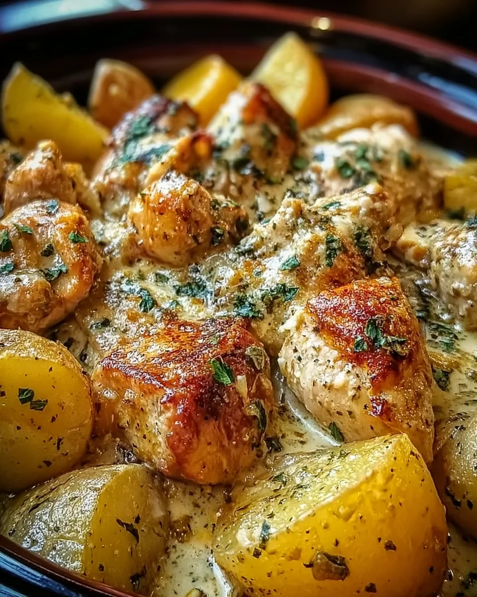 Easy Garlic Parmesan Crockpot Chicken & Potatoes Meal
