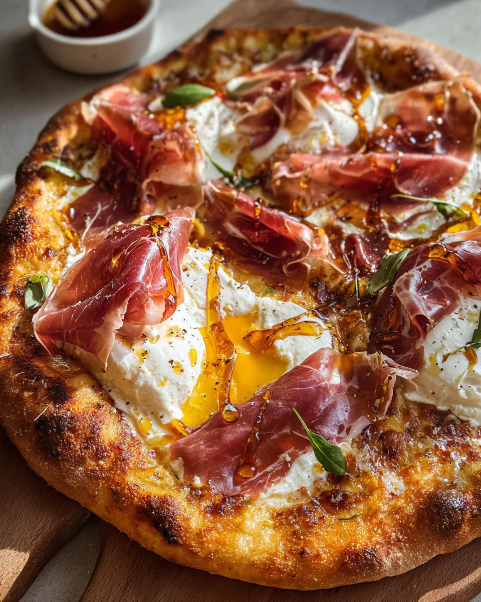 Irresistible Beef Prosciutto & Honey Burrata Pizza!