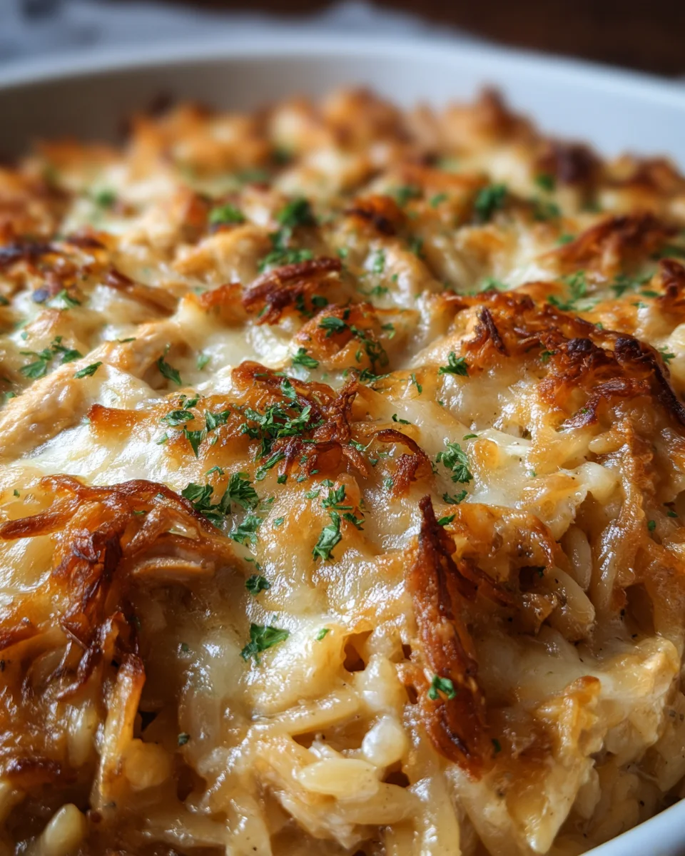 French Onion Chicken Orzo Casserole: Ultimate Comfort Dish