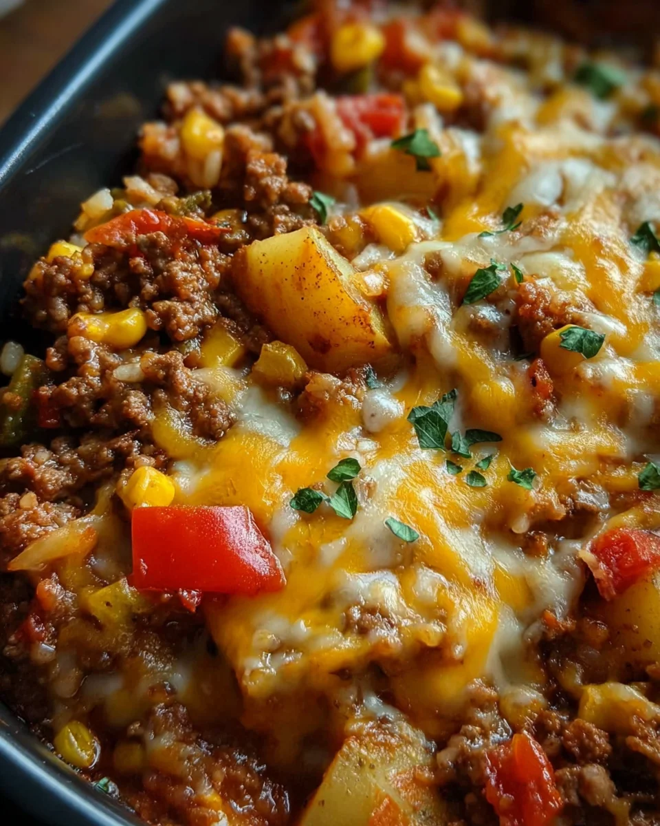 Hearty Slow Cooker Cowboy Beef Casserole Recipe