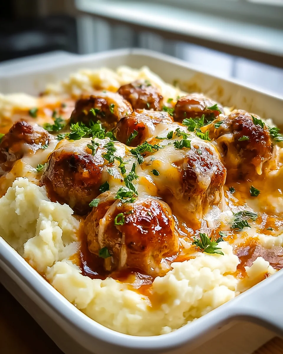 Savory Meatball and Mashed Potato Bake: Comfort Food Delight
