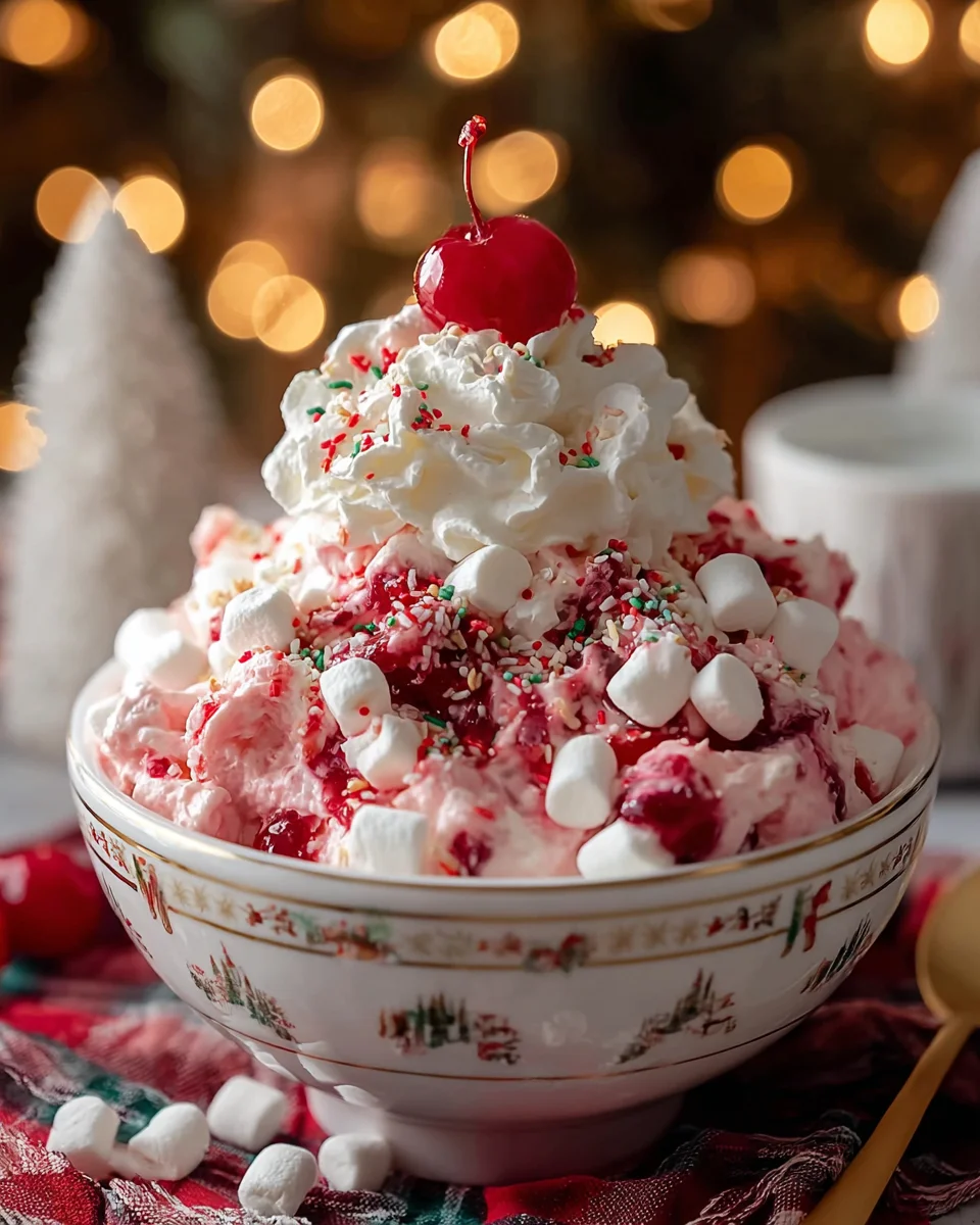Easy No Bake Christmas Cherry Fluff Recipe Delightful Treats