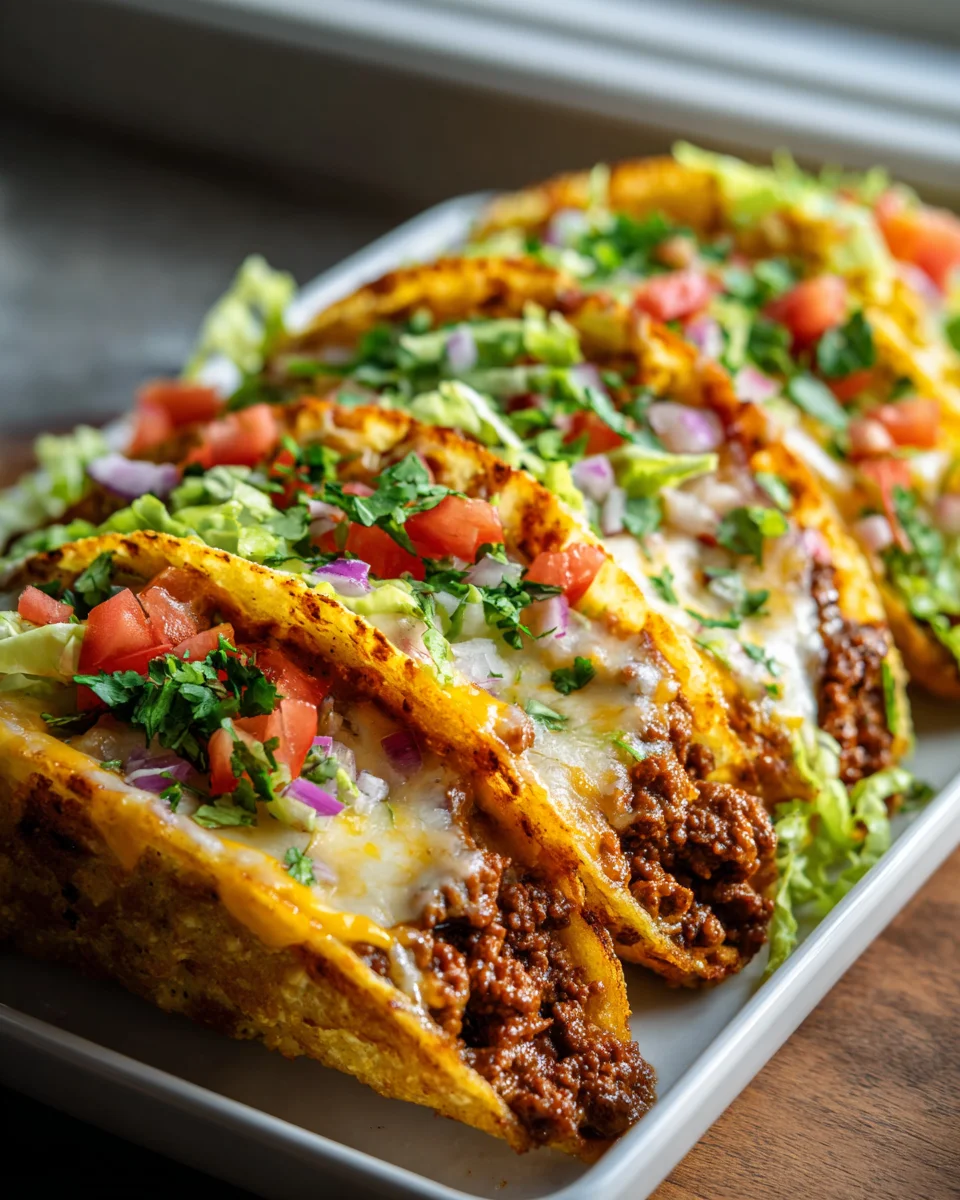 Delicious Crispy Oven Baked Cheesy Beef Tacos Recipe