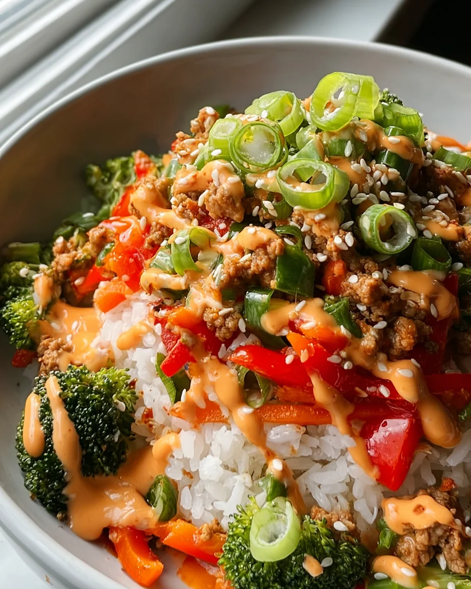 Bang Bang Ground Turkey Rice Bowls - Easy Weeknight Meal!