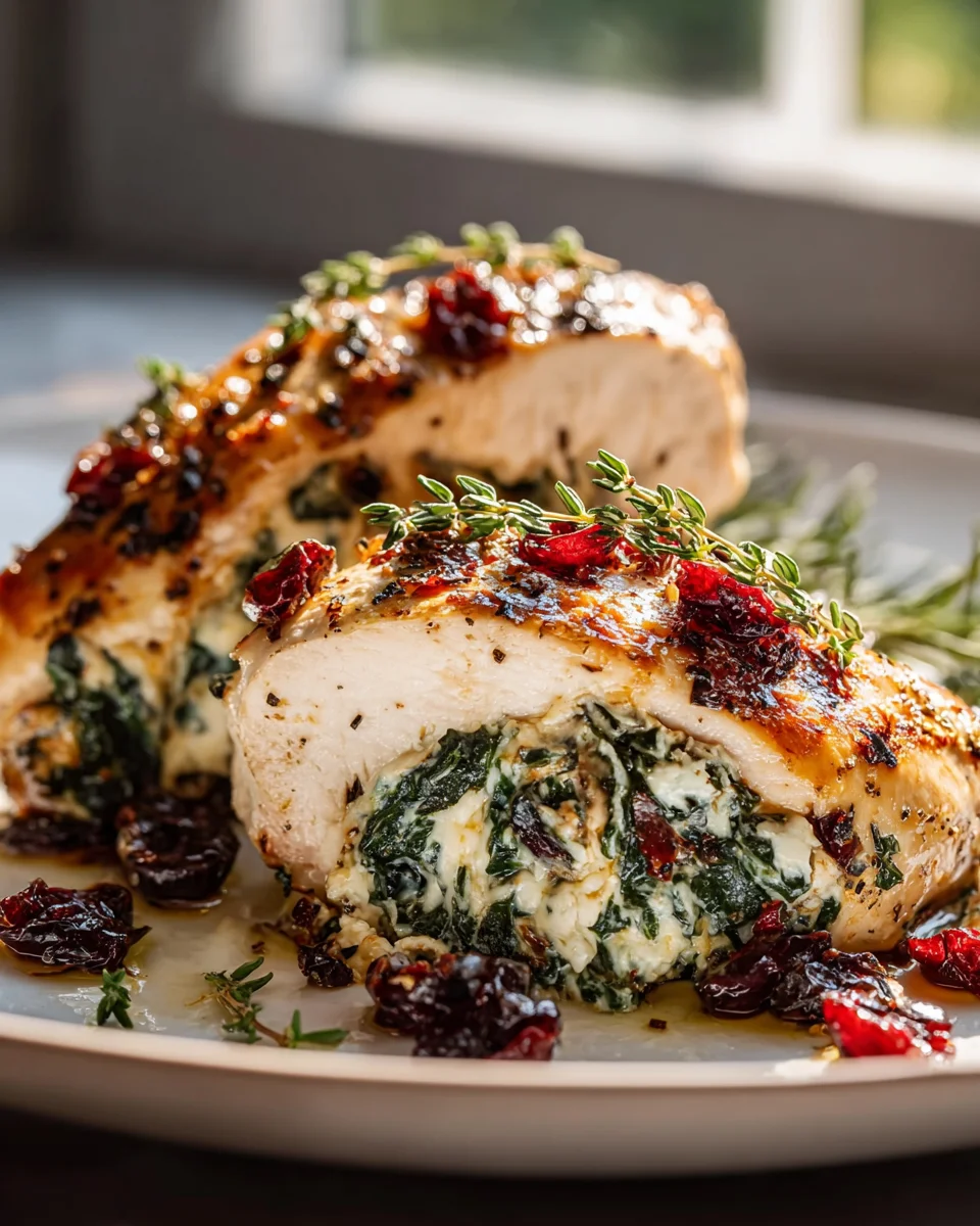 Flavorful Spinach Cranberry Stuffed Chicken Breasts Recipe