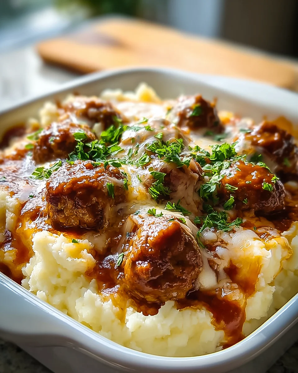 Savory Meatball and Mashed Potato Bake: Comfort Food Delight