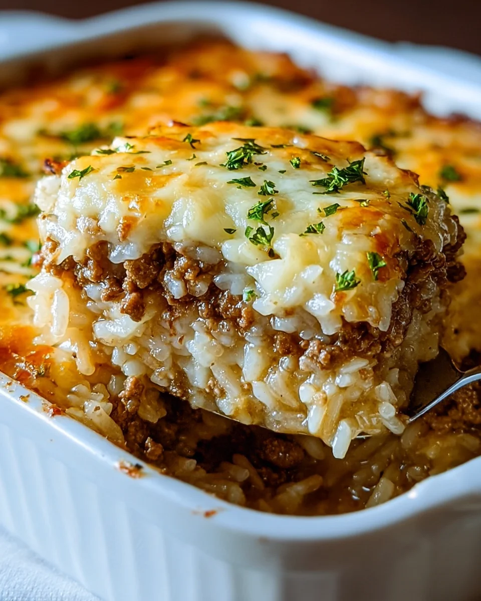 Savory French Onion Ground Beef and Rice Casserole Recipe