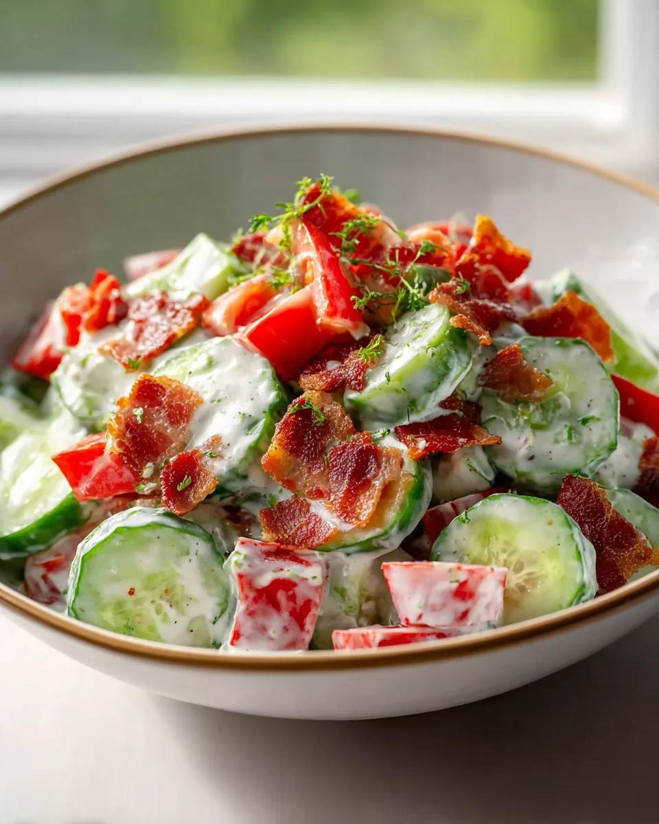Crunchy Cucumber Salad with Beef Bacon - Refreshing & Tasty!