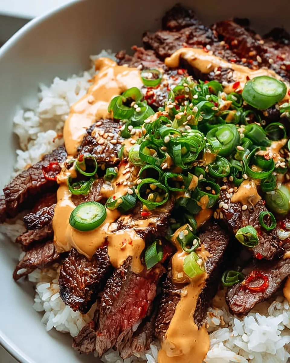 Irresistible Korean BBQ Steak Bowls with Creamy Spicy Sauce