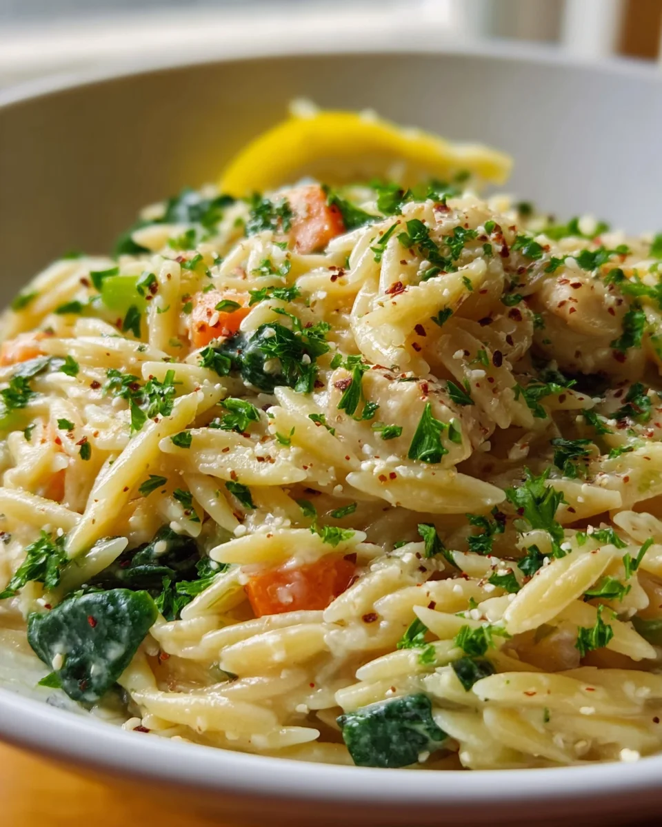 Delicious Creamy Chicken Pot Pie Orzo Recipe to Savor!