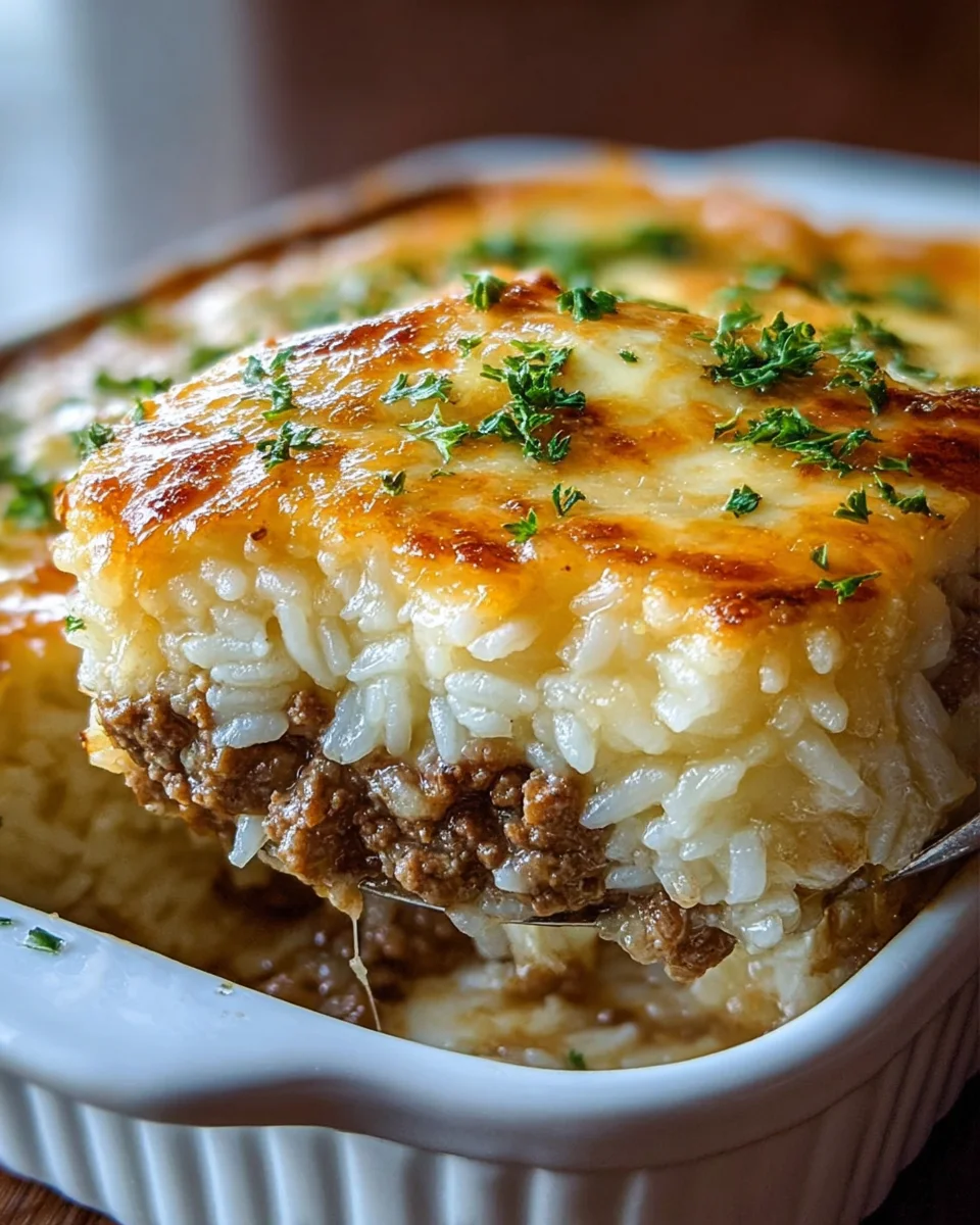 Savory French Onion Ground Beef and Rice Casserole Recipe