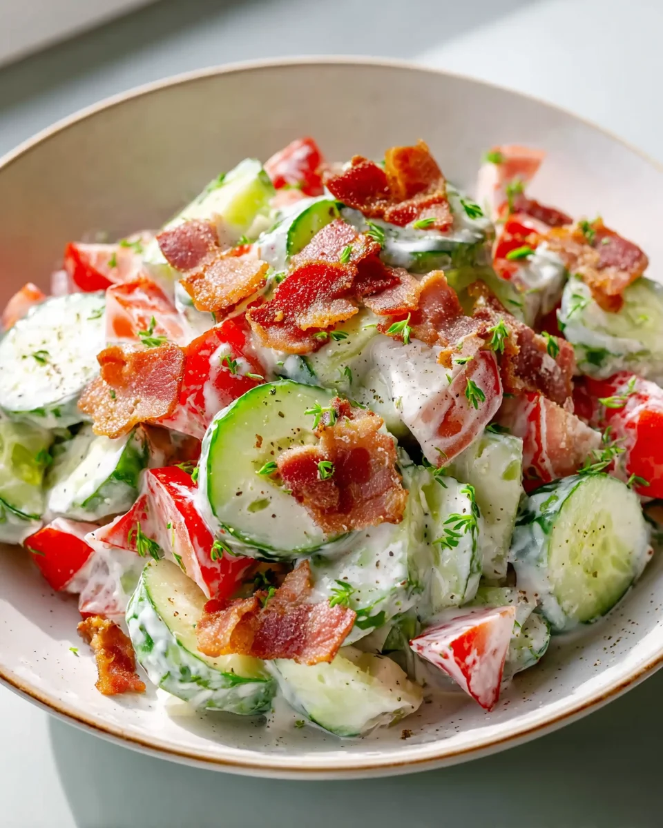 Crunchy Cucumber Salad with Beef Bacon - Refreshing & Tasty!