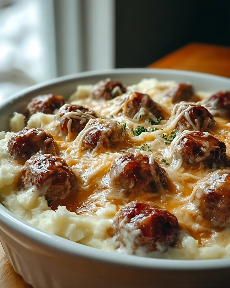 Family Favorite Beef Meatball Mashed Potato Bake Recipe