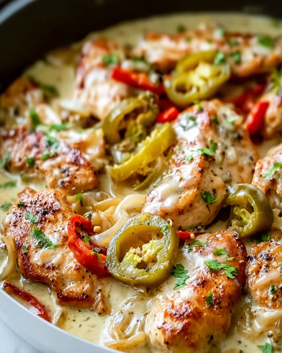Quick & Easy Creamy Pepperoncini Chicken Skillet Recipe