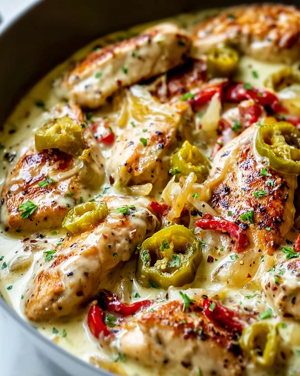 Quick & Easy Creamy Pepperoncini Chicken Skillet Recipe