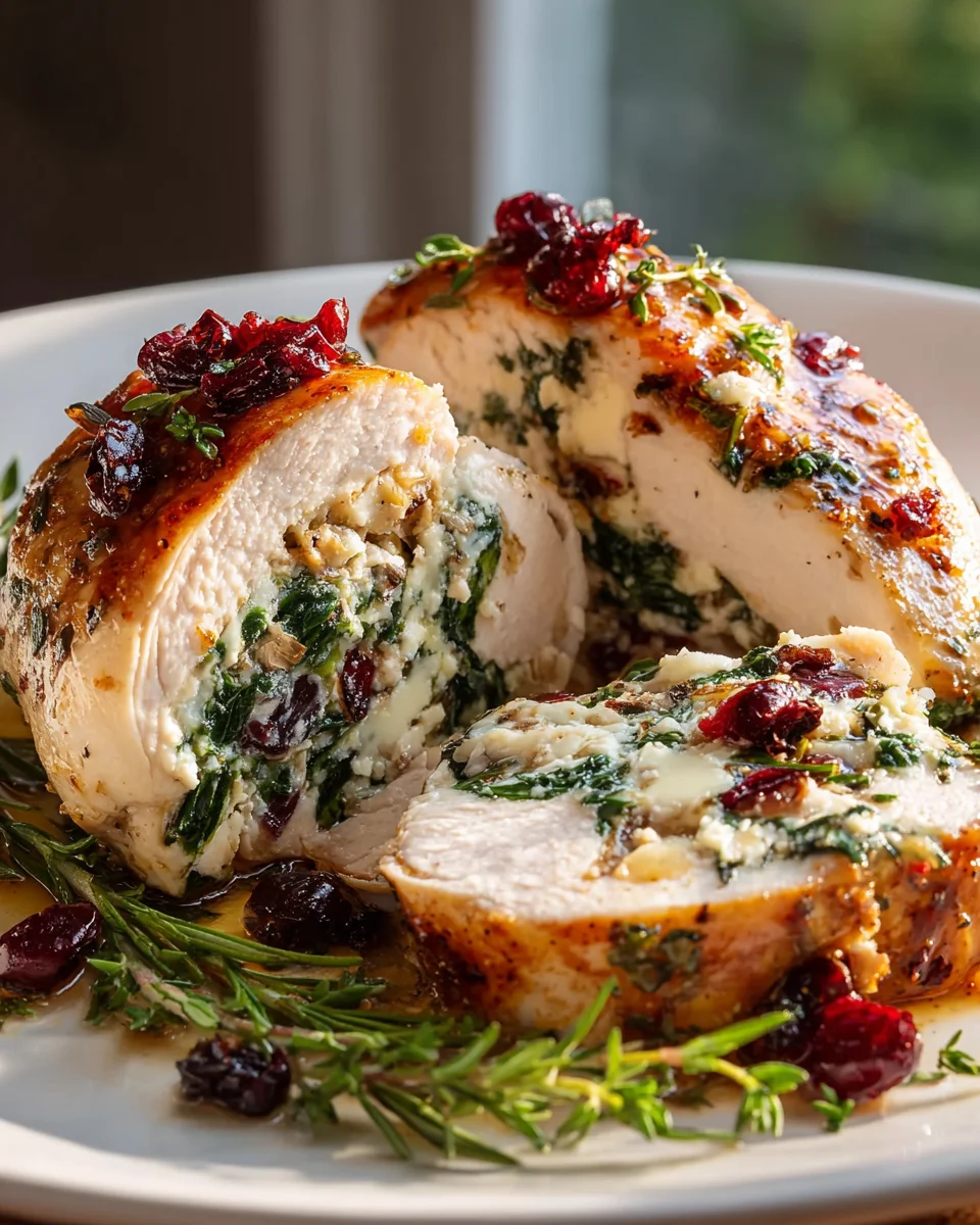 Delicious Spinach Cranberry Stuffed Chicken Breasts Recipe
