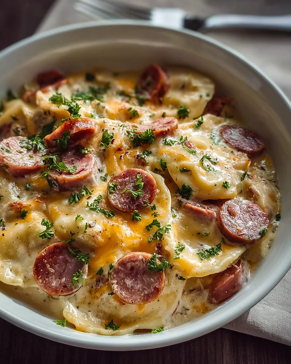 Classic Crockpot Pierogi Casserole with Kielbasa Delight