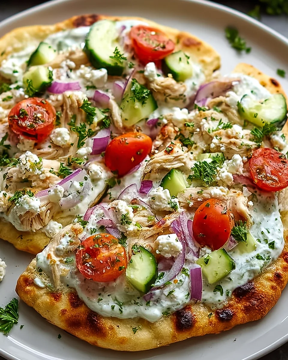 Tzatziki Chicken Veggie Naan Pizza: Easy Weeknight Dinner Idea