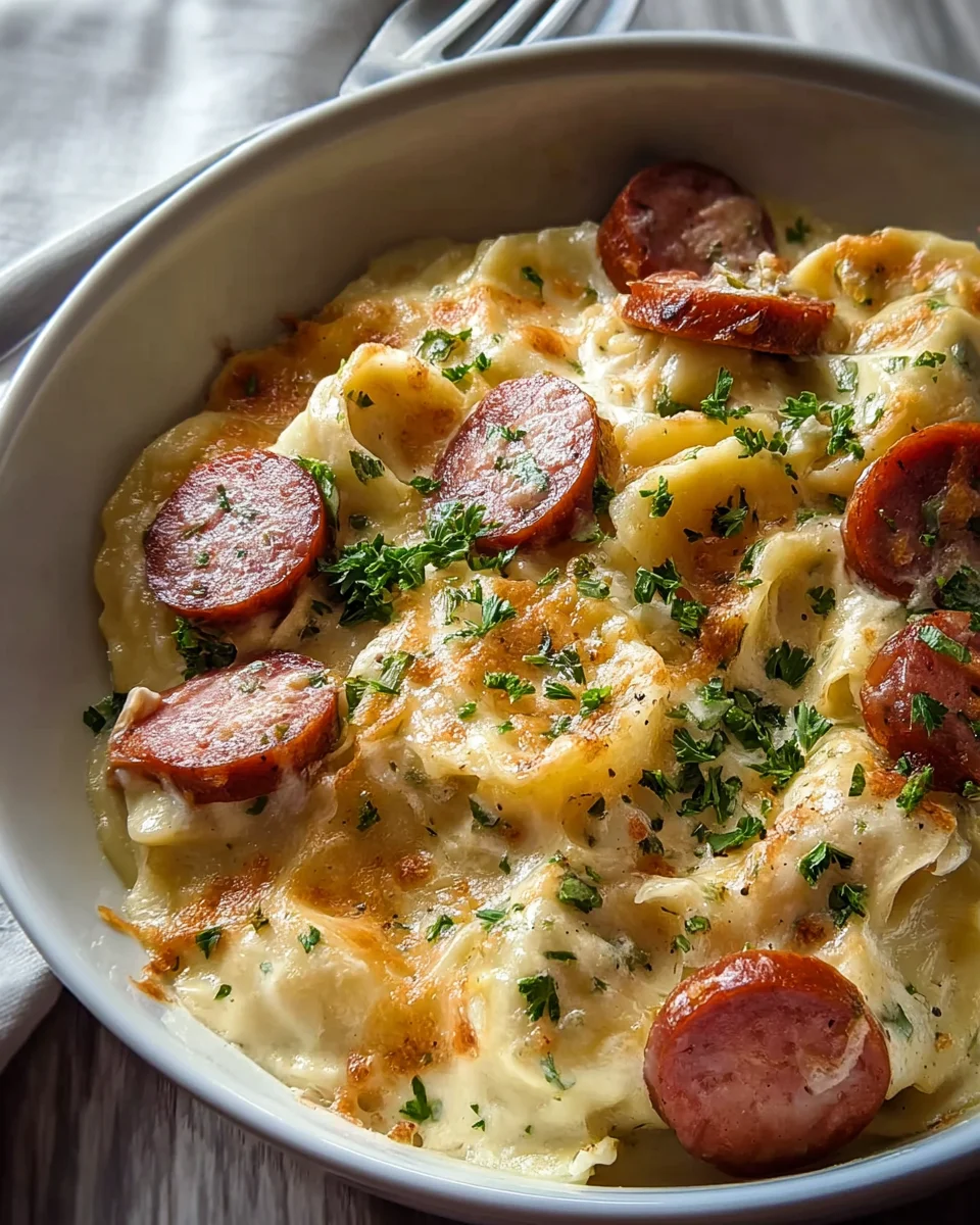 Classic Crockpot Pierogi Casserole with Kielbasa Delight