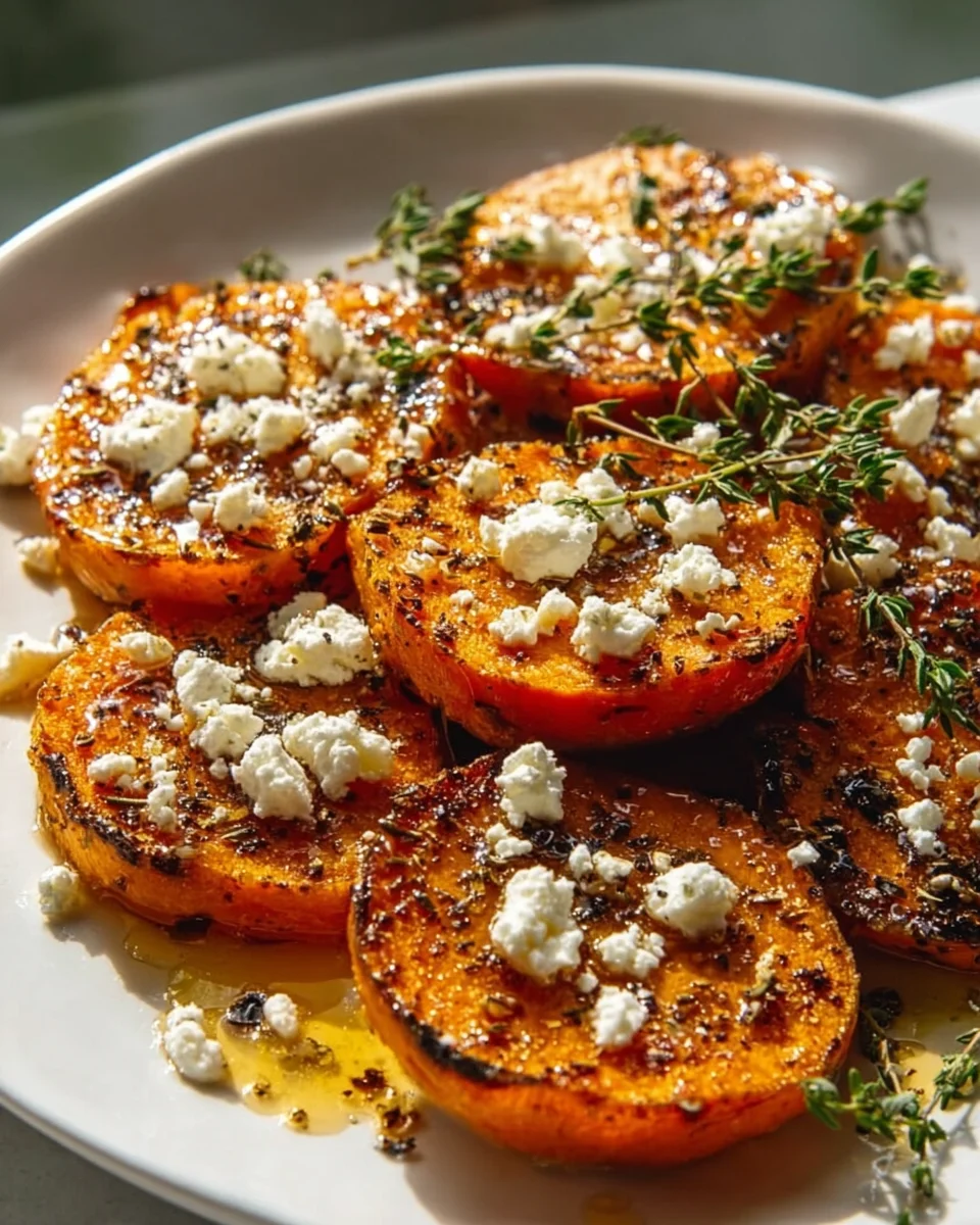 Delicious Roasted Sweet Potato Rounds with Honey Feta Recipe