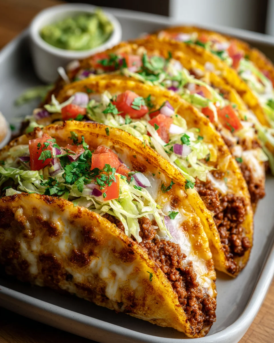 Delicious Crispy Oven Baked Cheesy Beef Tacos Recipe