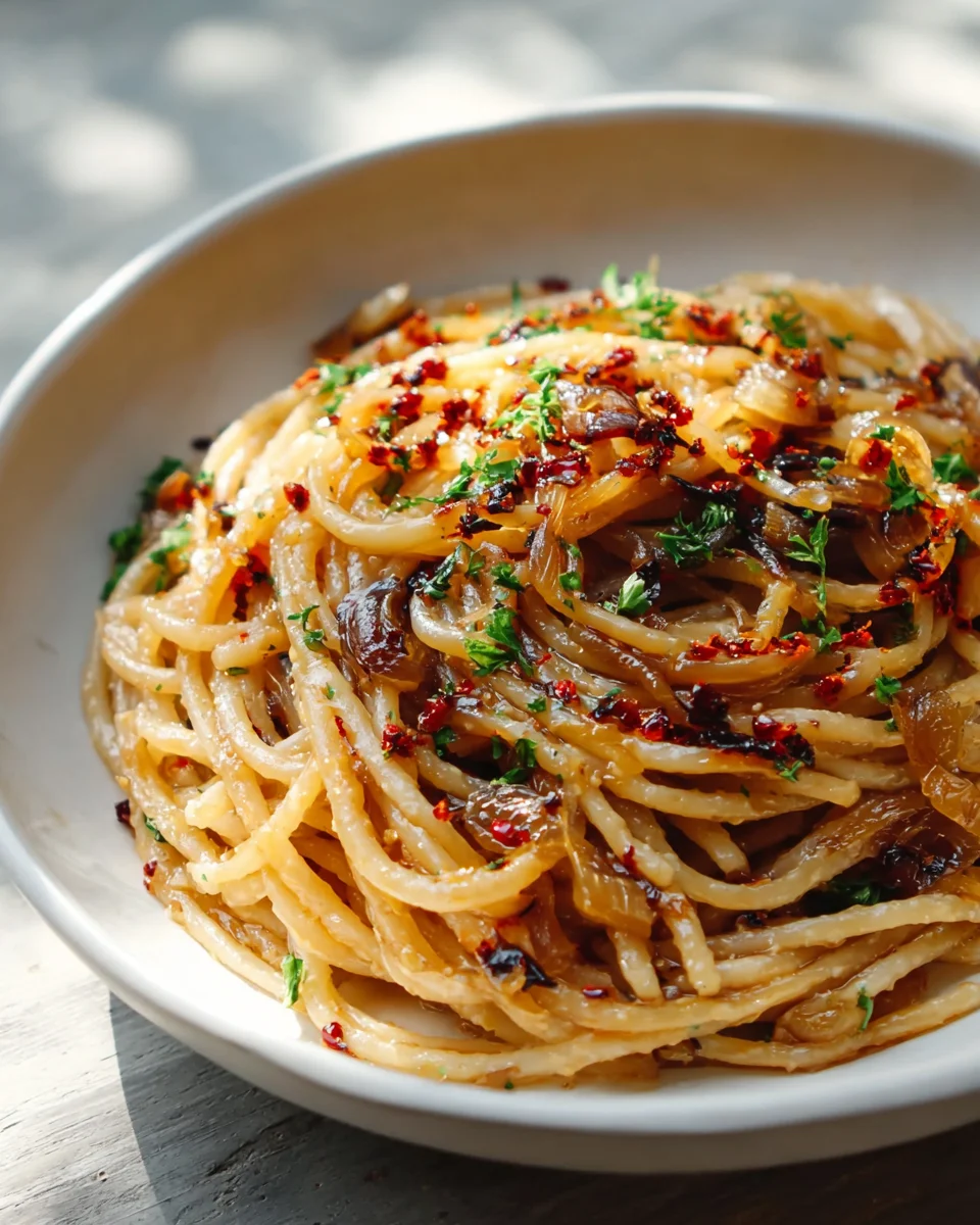 Best Caramelized Onion Pasta with Spicy Chilli Oil