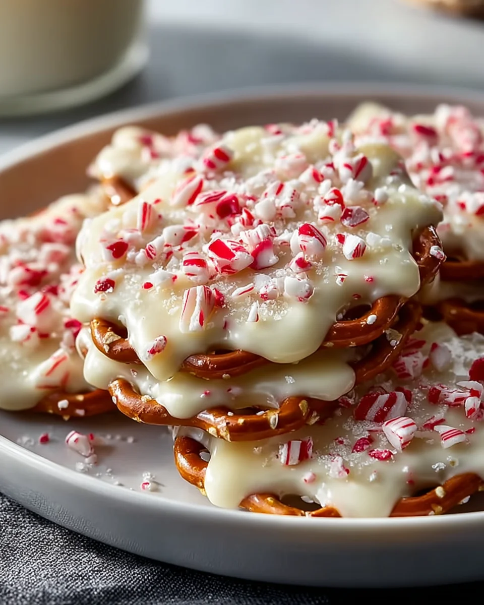 Festive White Chocolate Peppermint Pretzel Crisps Recipe