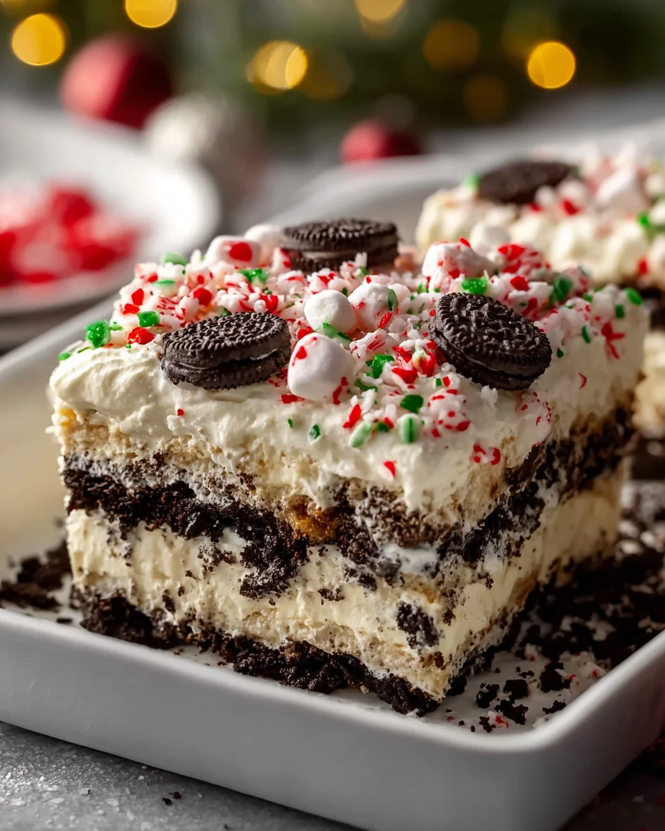No Bake Christmas Oreo Lasagna Recipe - Easy & Delicious!