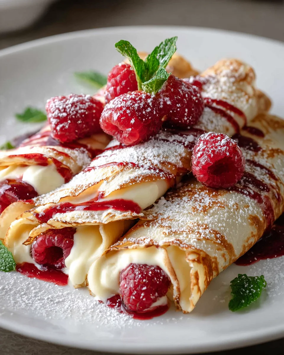 Delicious Raspberry Vanilla Cream Crepes - Light & Fluffy!