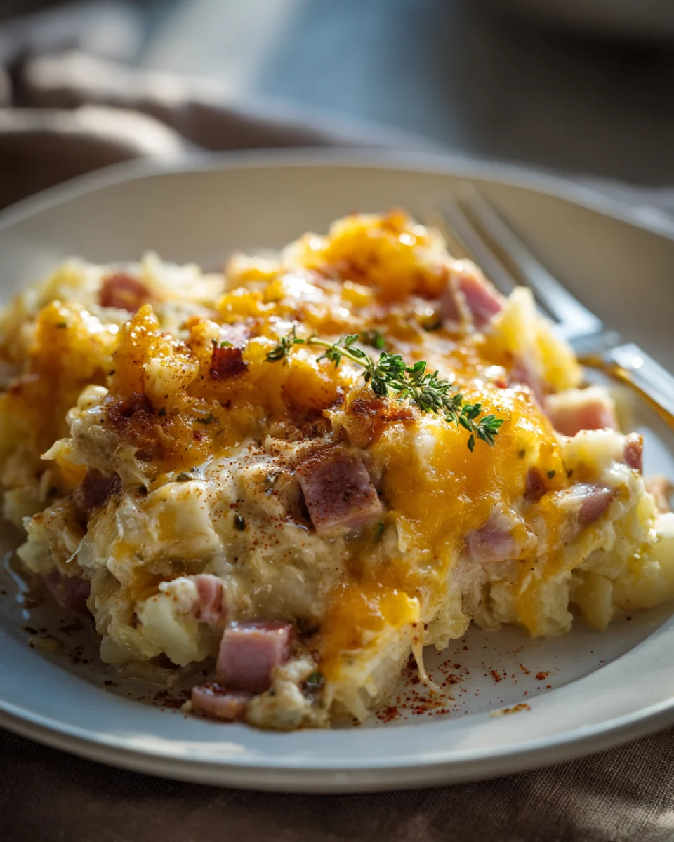 Easy Crockpot Beef Ham & Potato Casserole for Dinner!