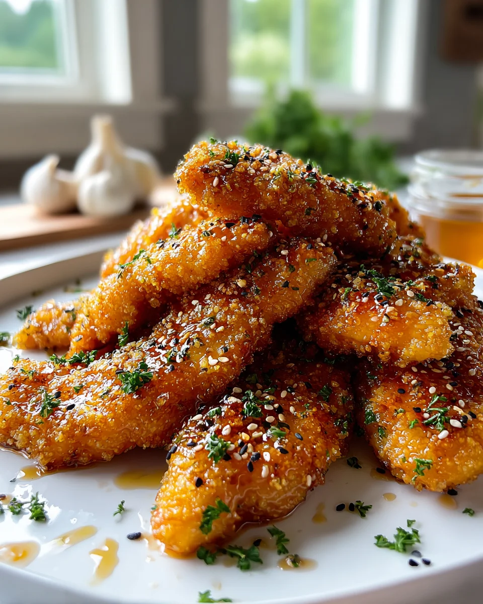 Crispy Air Fryer Honey Butter Garlic Chicken Tenders Recipe