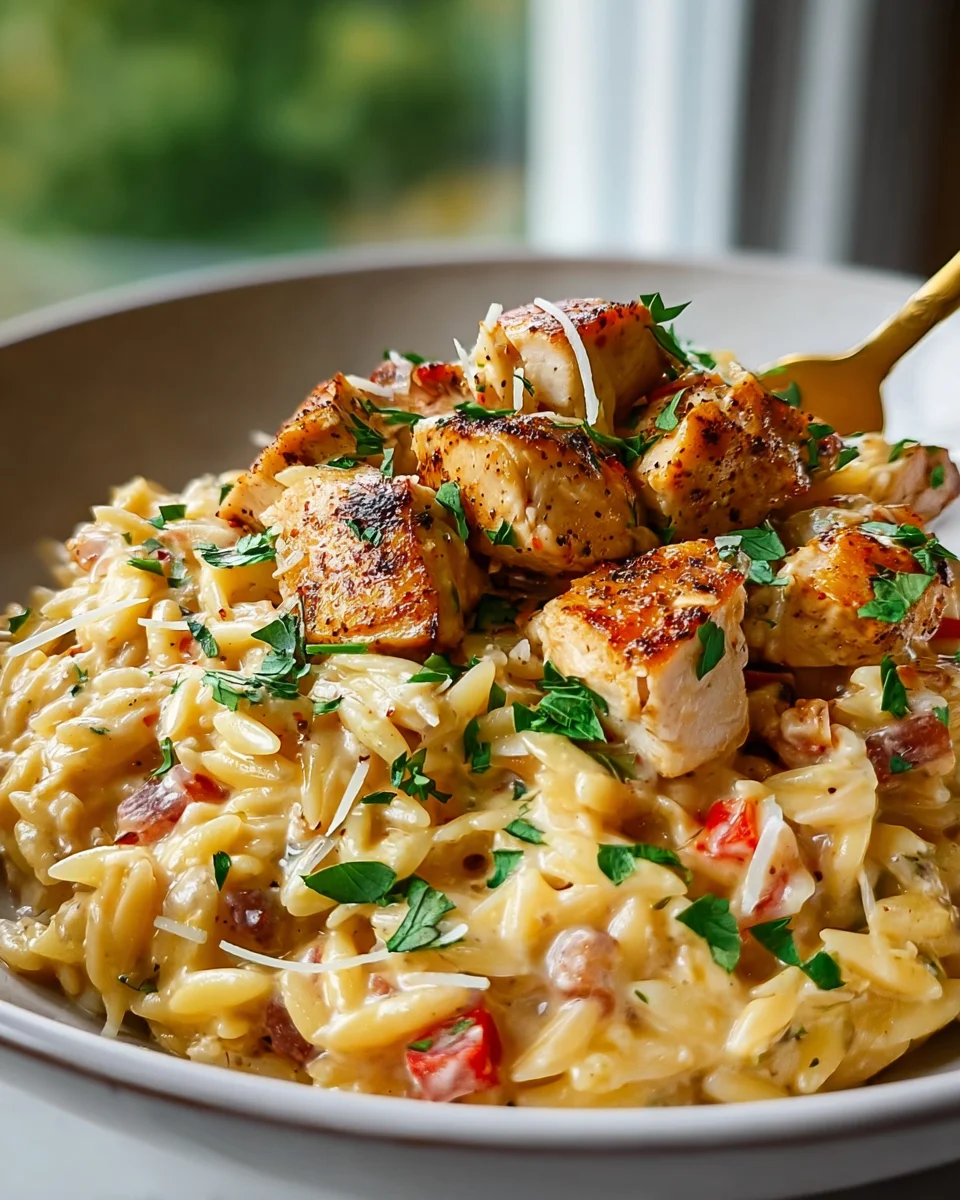 Flavorful One Pot Cajun Chicken Alfredo Orzo Recipe