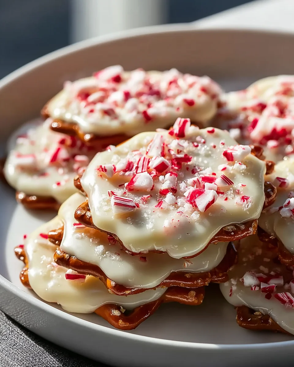 Festive White Chocolate Peppermint Pretzel Crisps Recipe