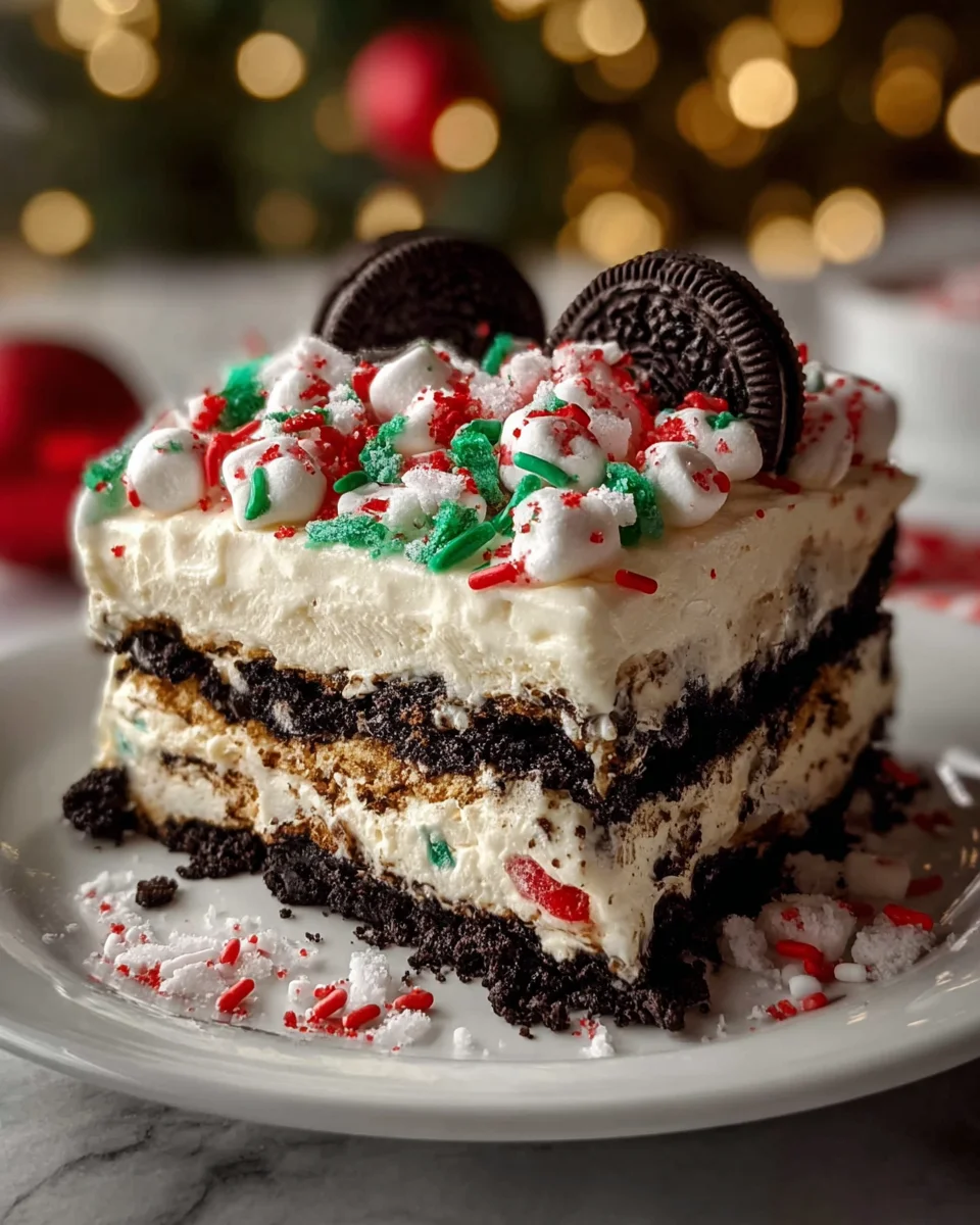 No Bake Christmas Oreo Lasagna Recipe - Easy & Delicious!