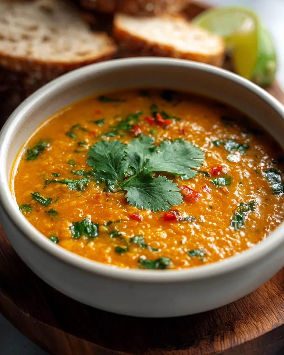 Easy Thai Coconut Red Lentil Soup - Creamy & Healthy Meal