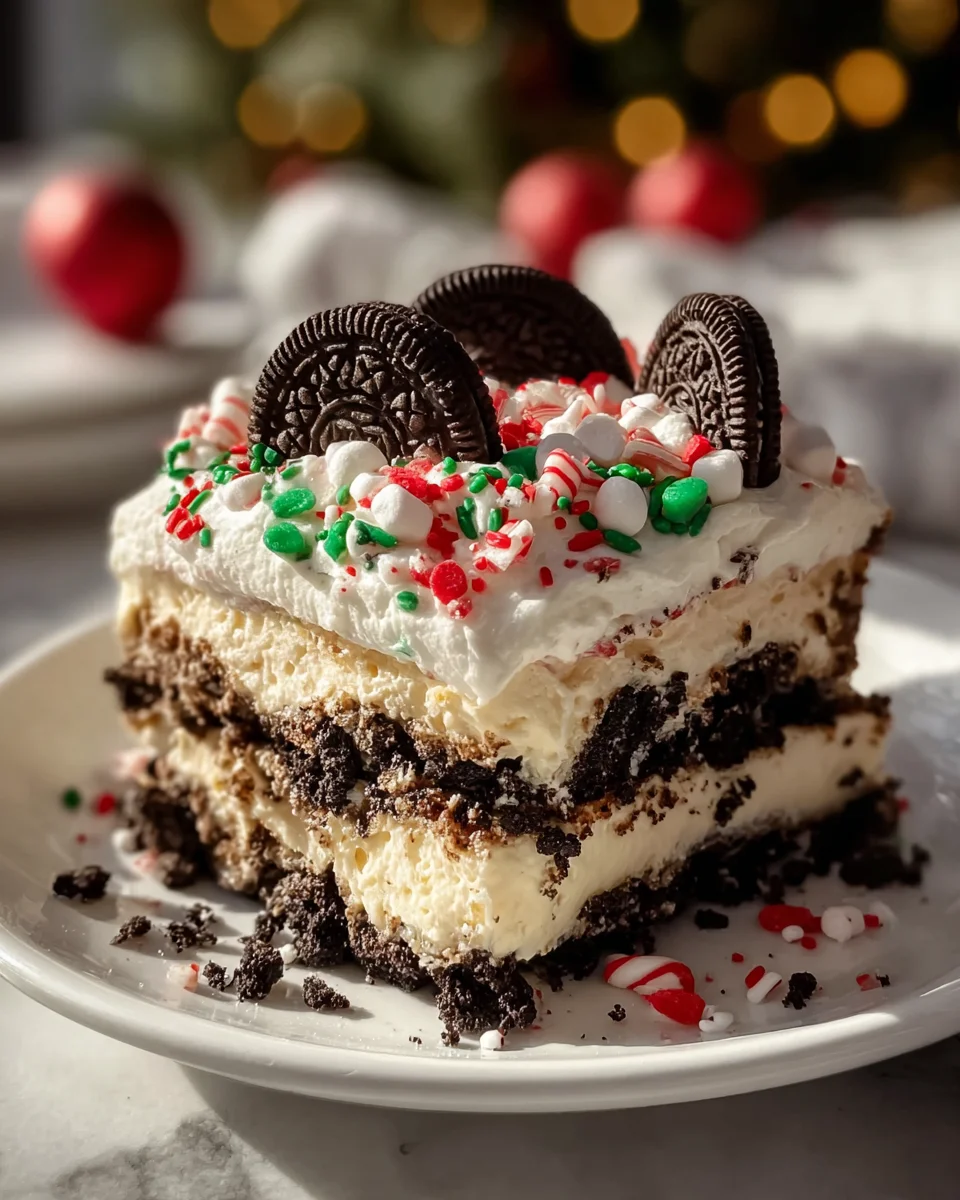No Bake Christmas Oreo Lasagna Recipe - Easy & Delicious!