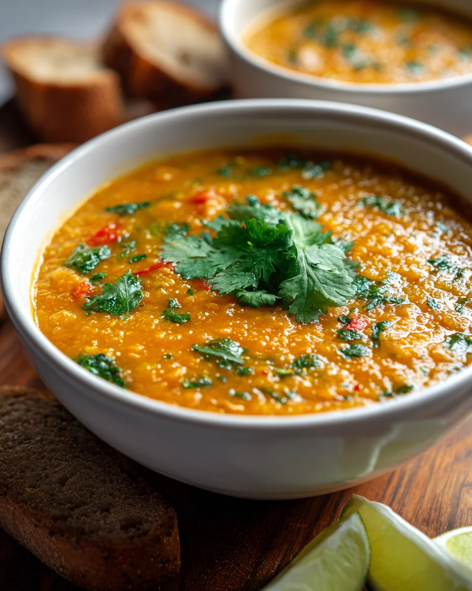Easy Thai Coconut Red Lentil Soup - Creamy & Healthy Meal