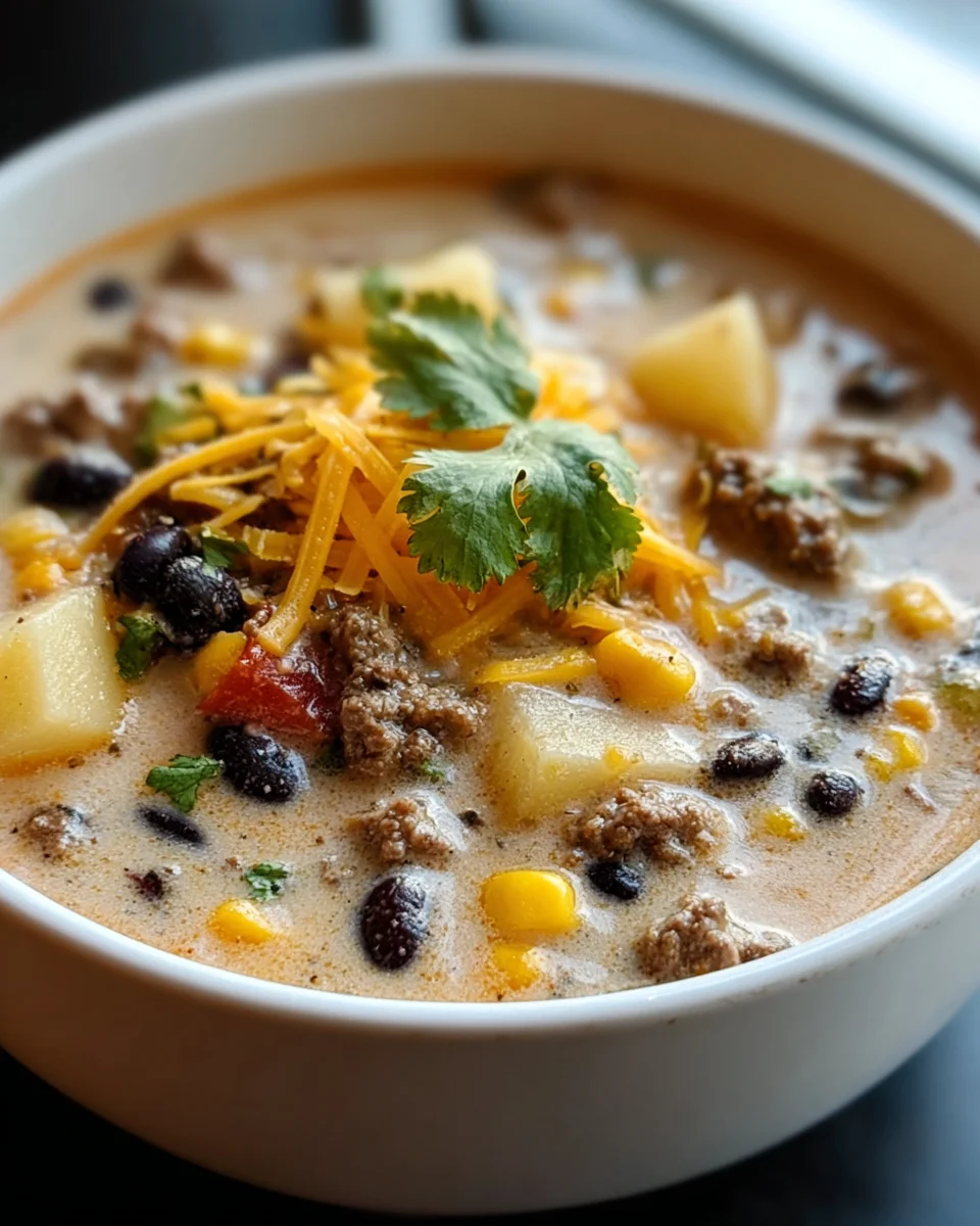 Delicious Creamy Cowboy Soup Recipe with Beef and Veggies