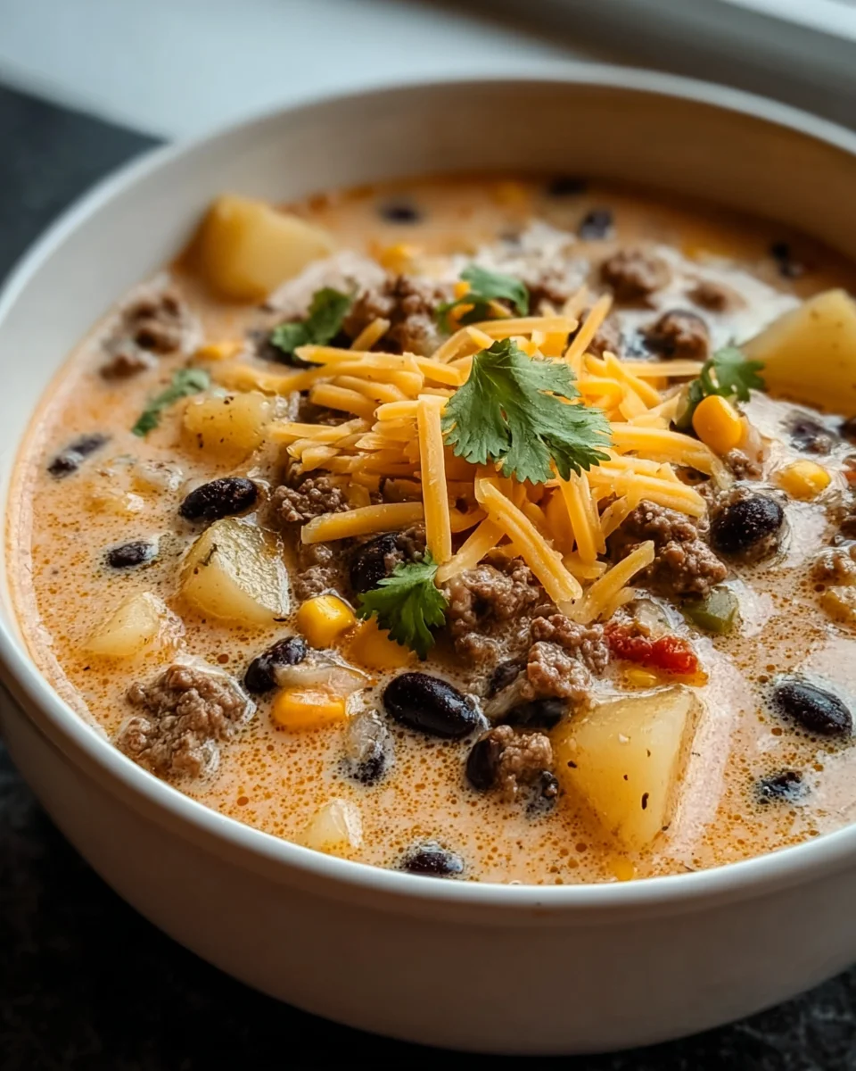 Delicious Creamy Cowboy Soup Recipe with Beef and Veggies