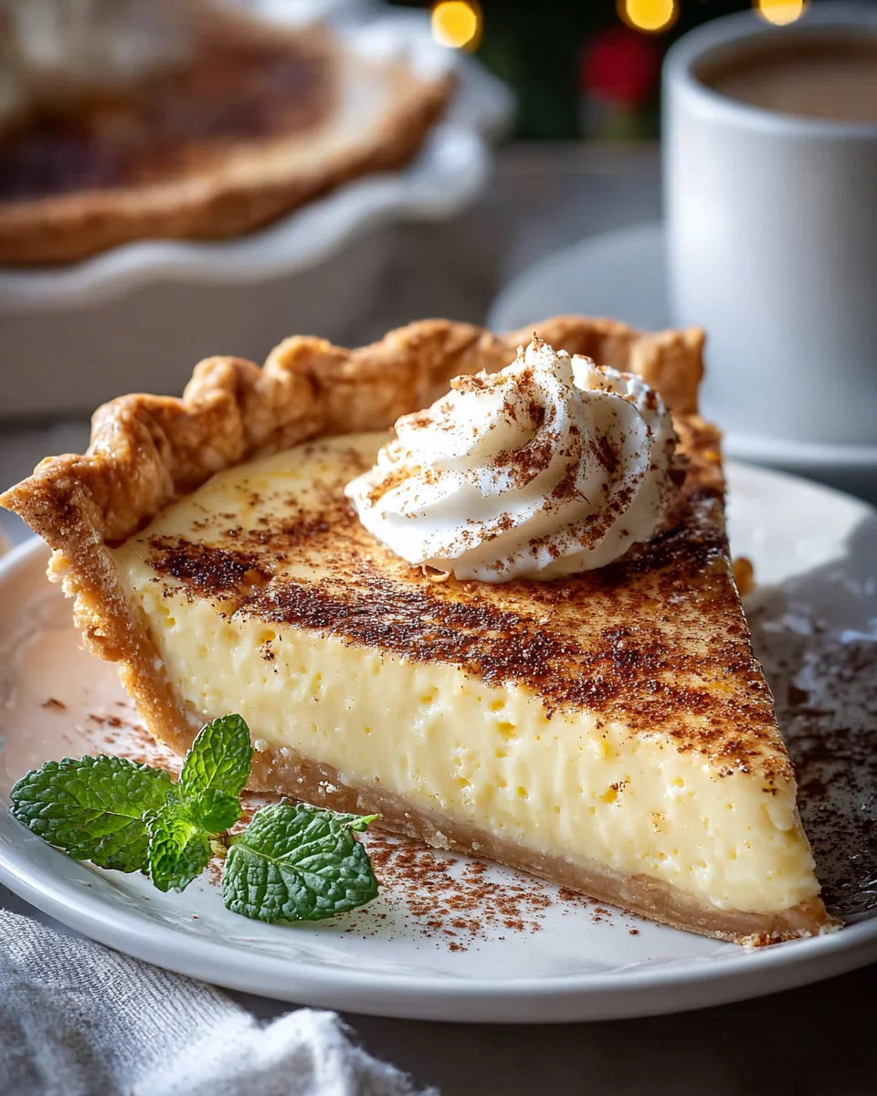 Creamy Christmas Eve Cinnamon Vanilla Custard Pie Delight