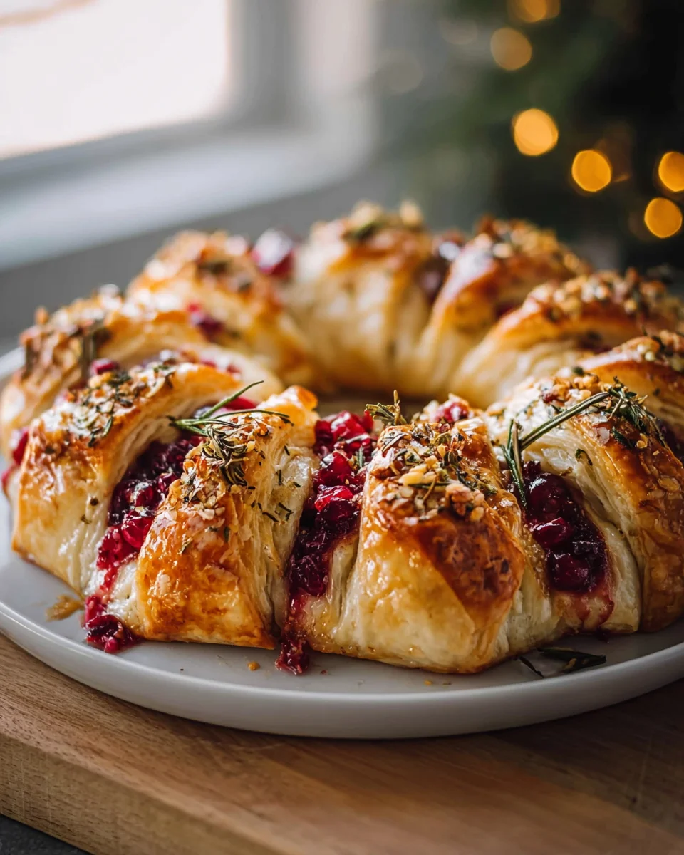 Delicious Brie Cheese and Cranberry Christmas Wreath Recipe