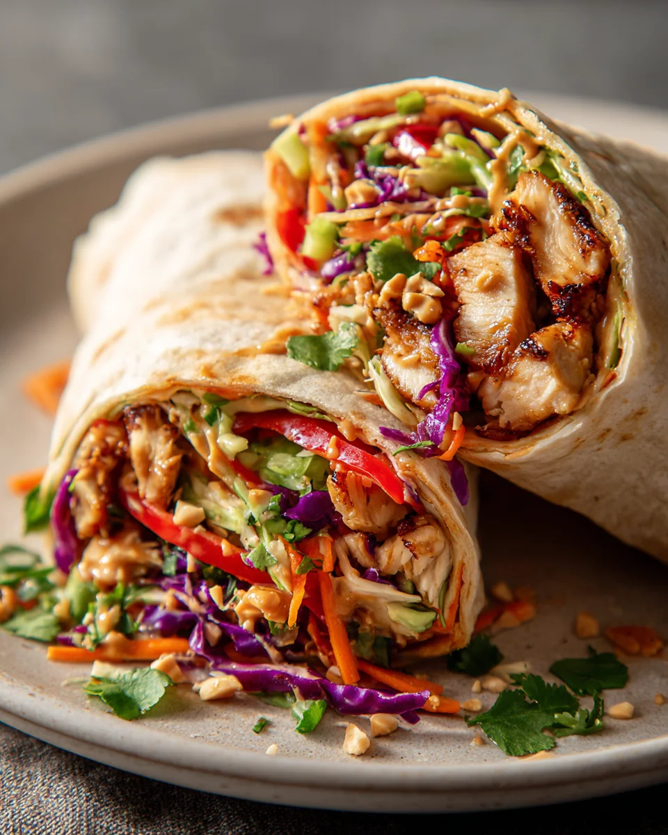 Delicious Thai Chicken Wrap with Crunchy Asian Slaw Recipe