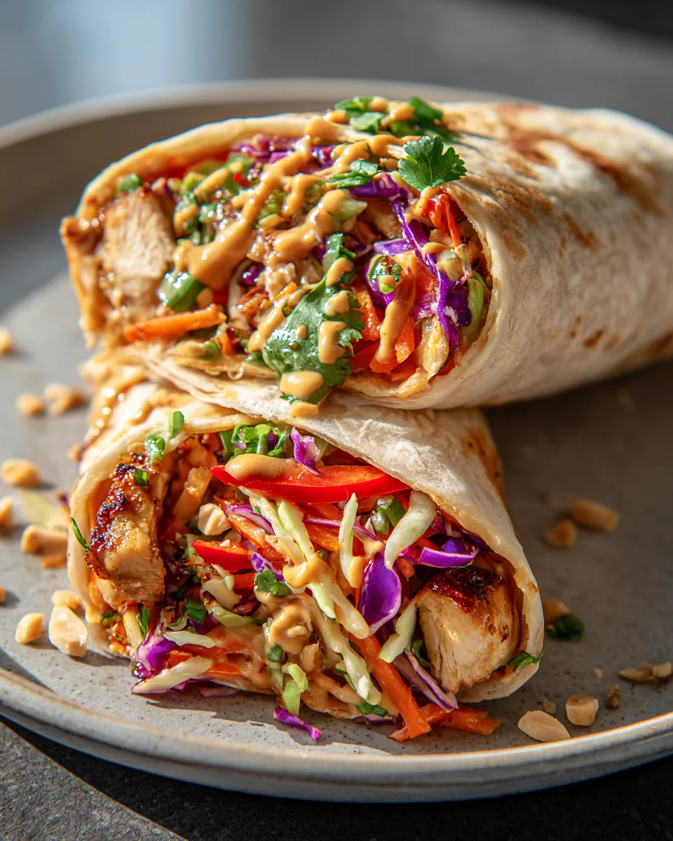 Delicious Thai Chicken Wrap with Crunchy Asian Slaw Recipe