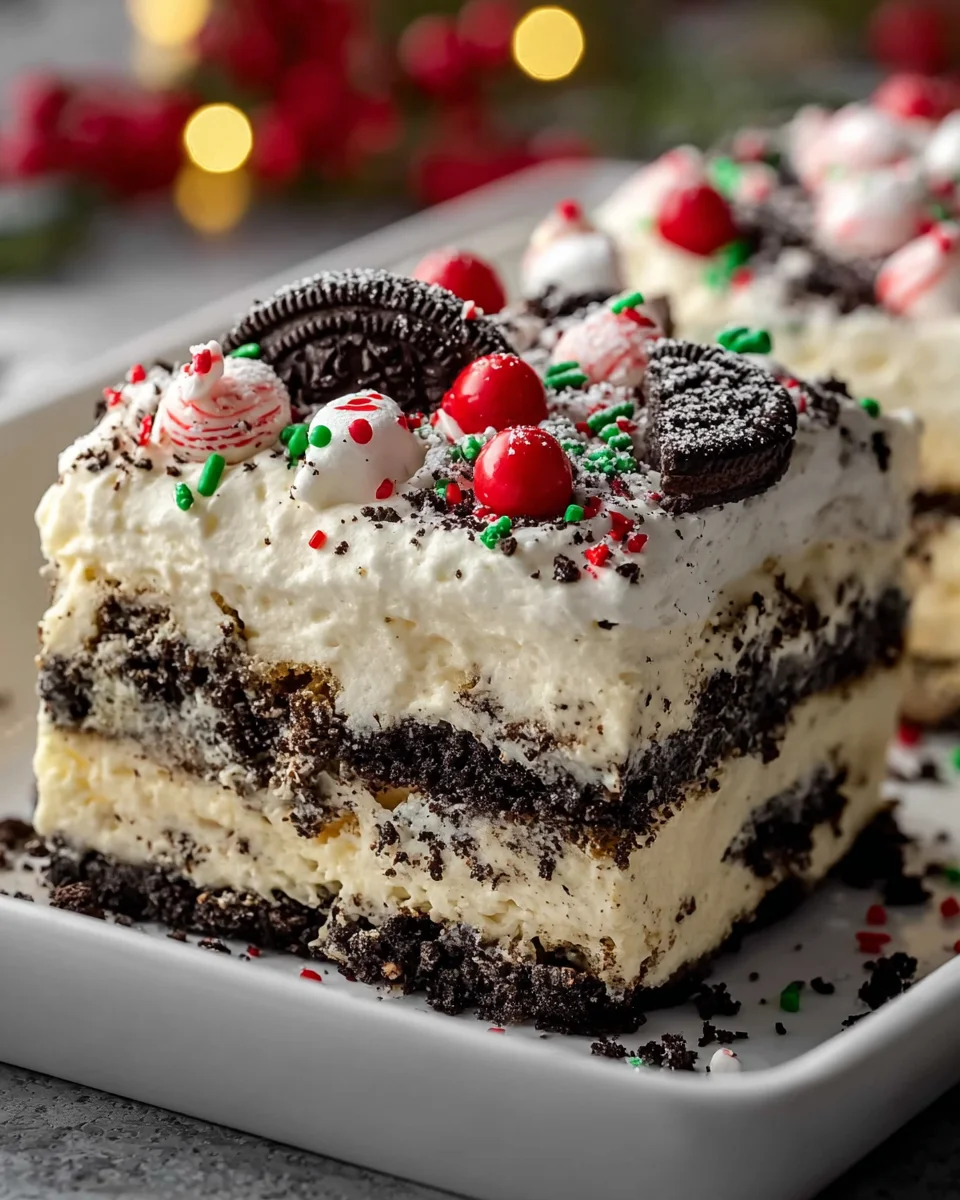 No Bake Christmas Oreo Lasagna Recipe - Easy & Delicious!
