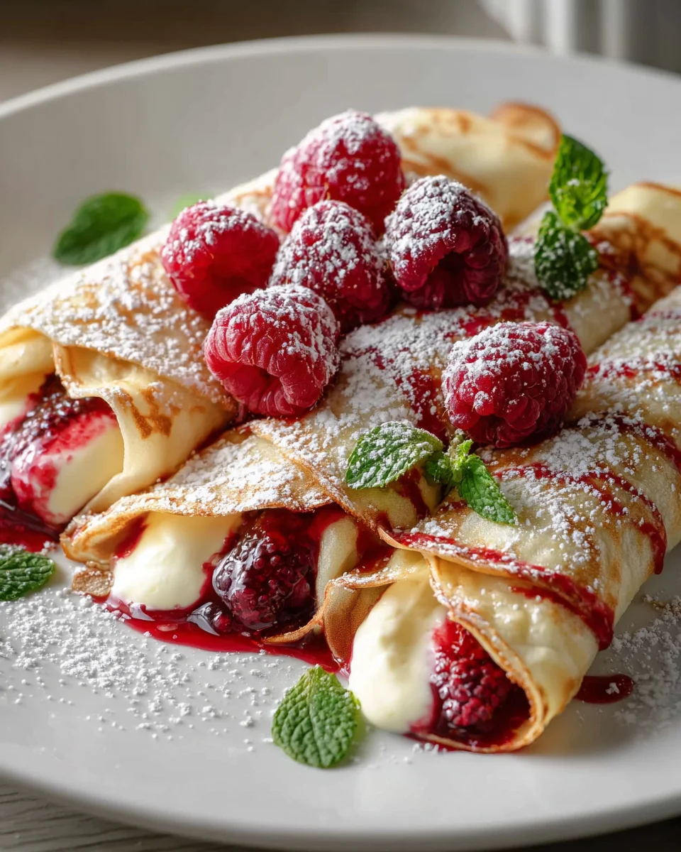 Delicious Raspberry Vanilla Cream Crepes - Light & Fluffy!