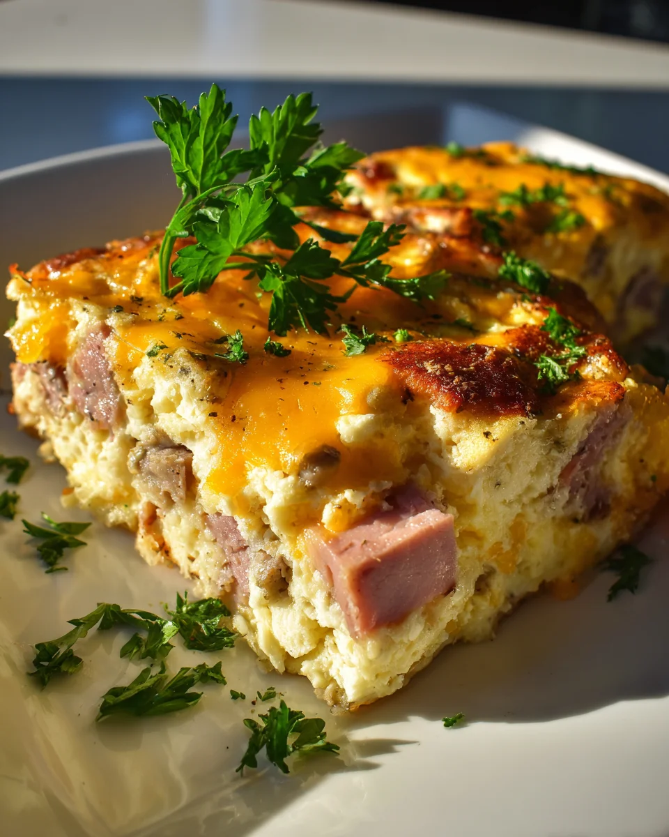 Ultimate Beef Ham & Cheese Breakfast Casserole & Eggs