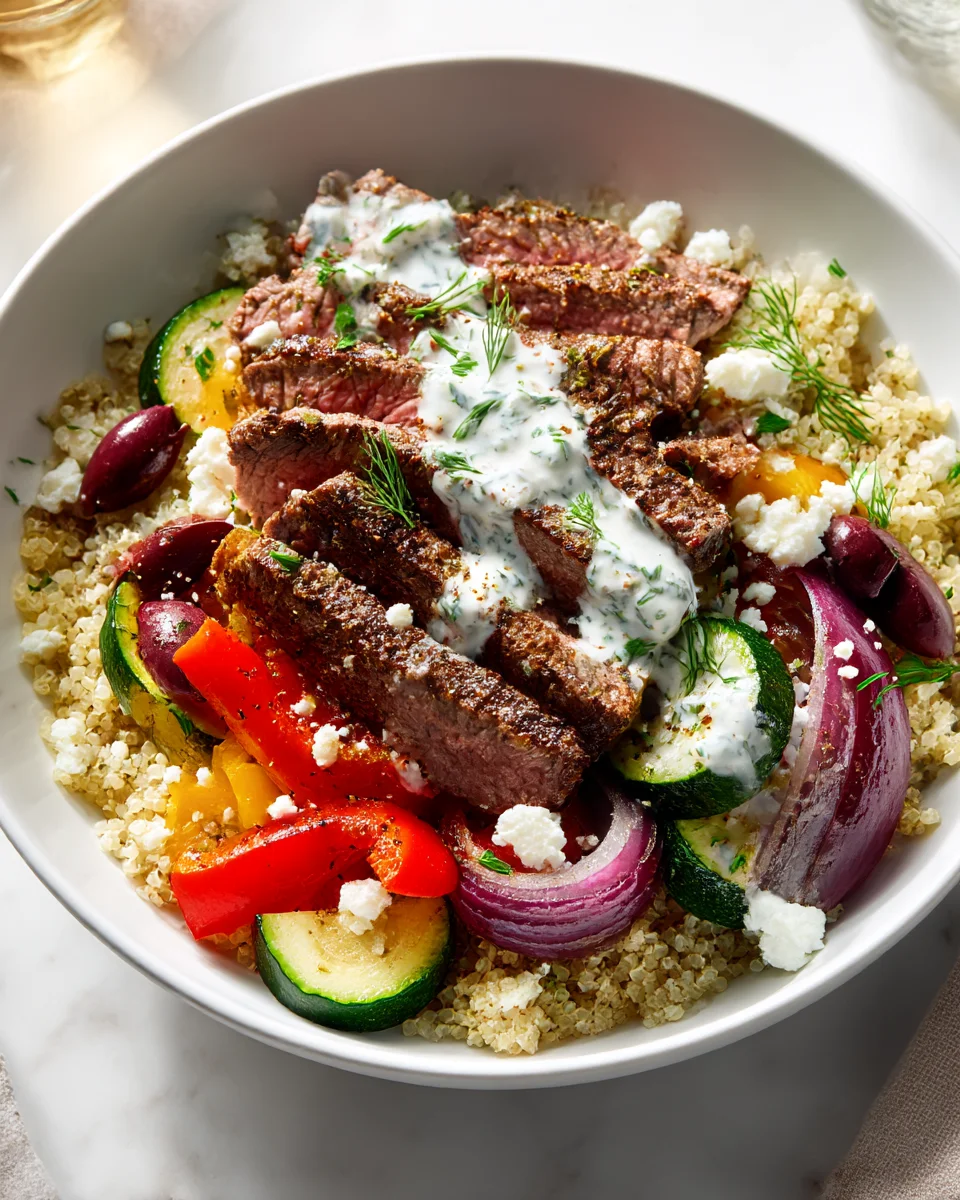 Flavorful Mediterranean Steak Bowl - Healthy Dinner Recipe