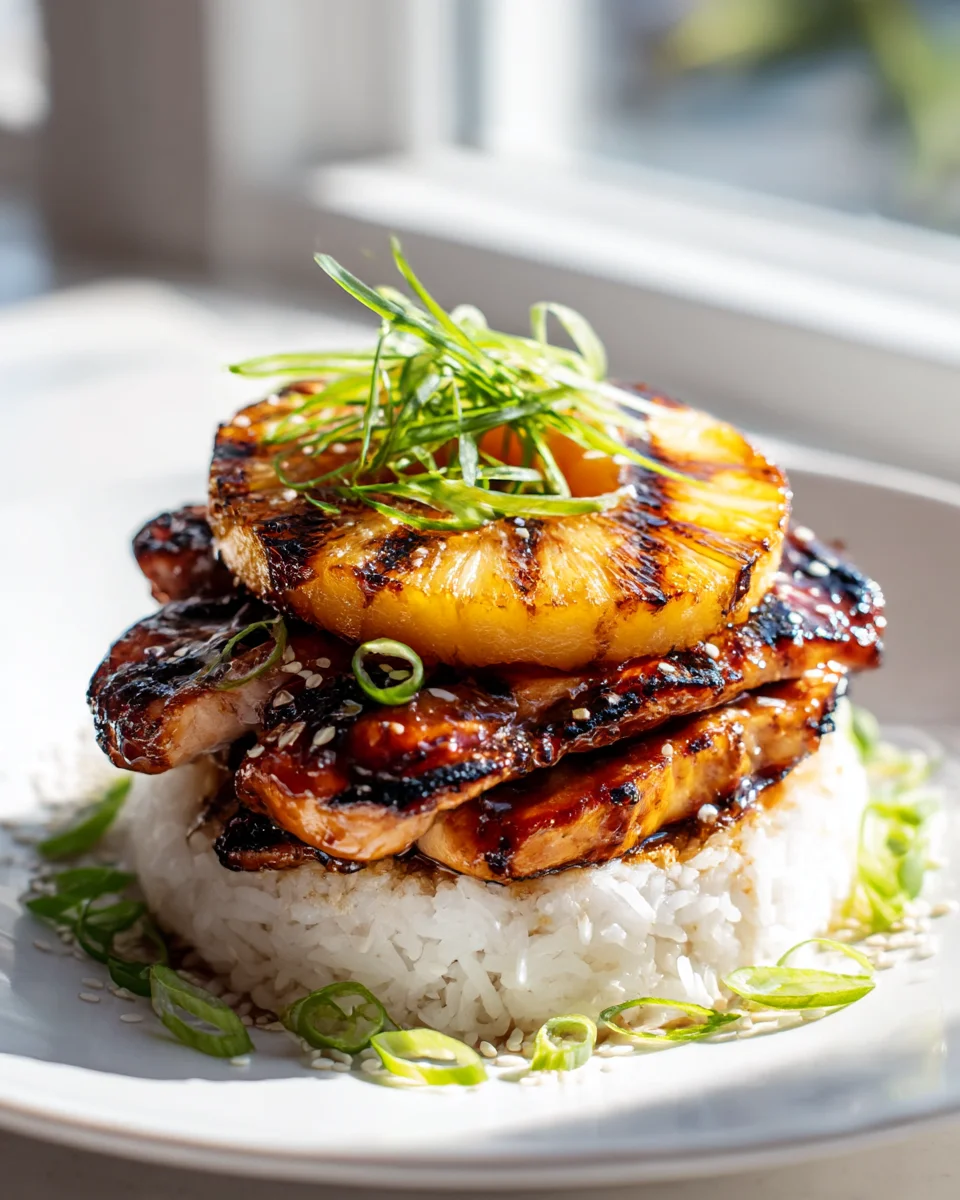 Mouthwatering Grilled Hawaiian Huli Huli Chicken Stack