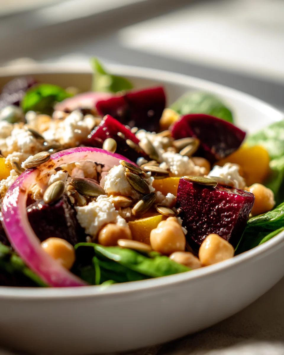 Mediterranean Chickpea Beet Feta Salad - Flavorful & Fresh