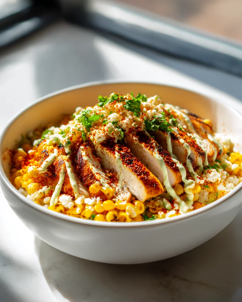 Healthy Street Corn Chicken Rice Bowl: Easy & Delicious